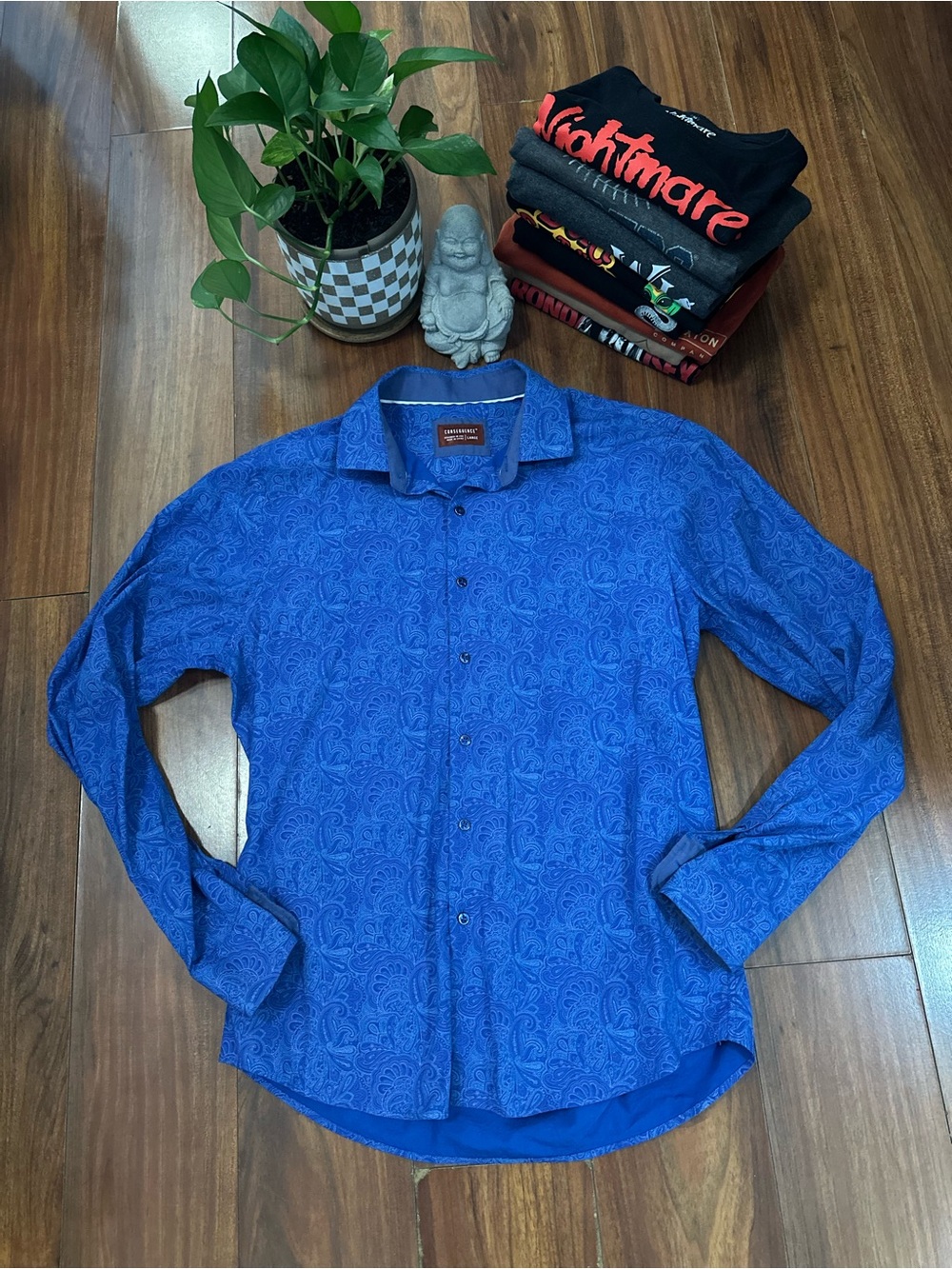 Consequence Royal Blue Tonal City Paisley Button-Down Shirt - Size Large